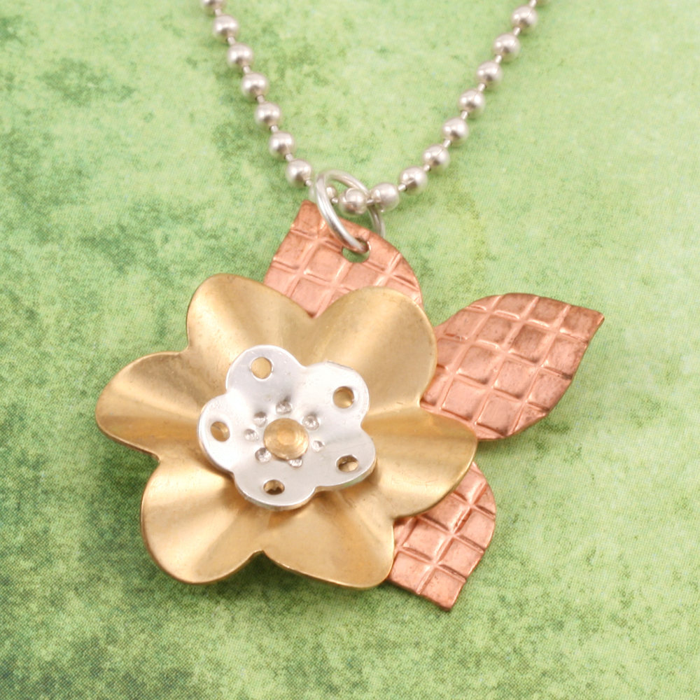 Metal Stamping Blanks Copper Folded Flower with 6 Petals, 22.5mm (.89"), 24g